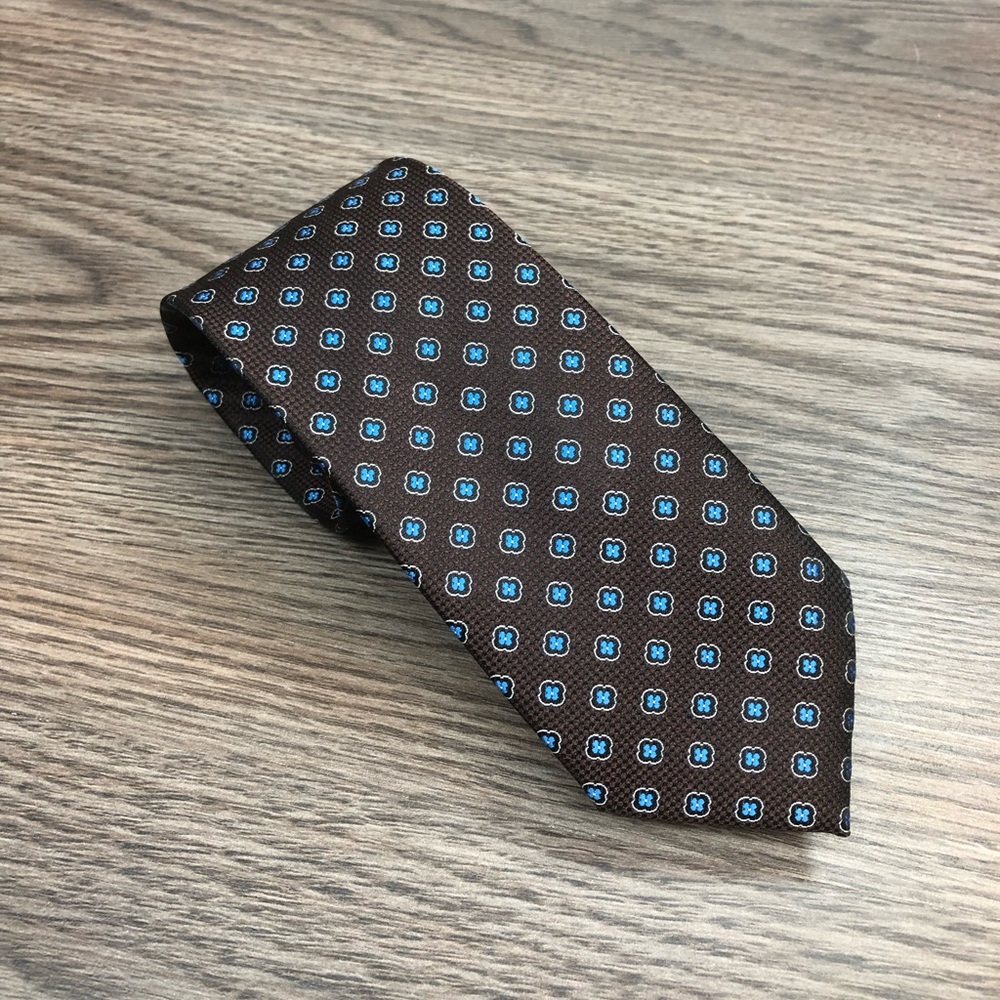 Sprezza Blacklist Brown w/ Blue Check Skinny Tie